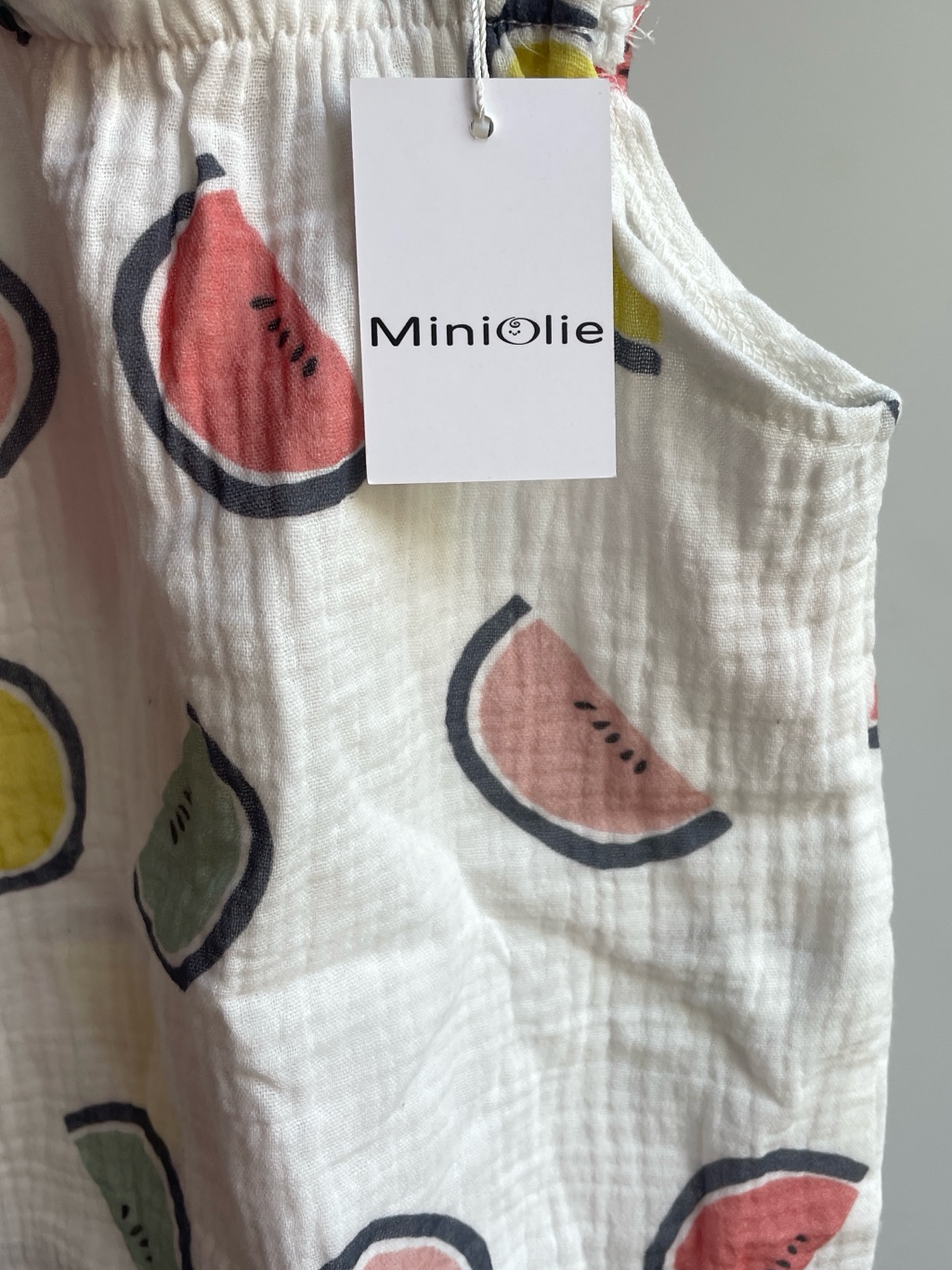 White Watermelon Print Baby Romper With Matching Hat, 3-6 Months — image 3 of 5